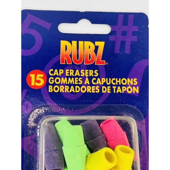 Vintage 1999 Pentech Rubz Eraser Cap Toppers Multi-Color 15 Pieces Open Box - Picture 6 of 9
